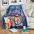 Fiji Bula Blanket Tropical Plants with Palm Tree and Iguana Colorful