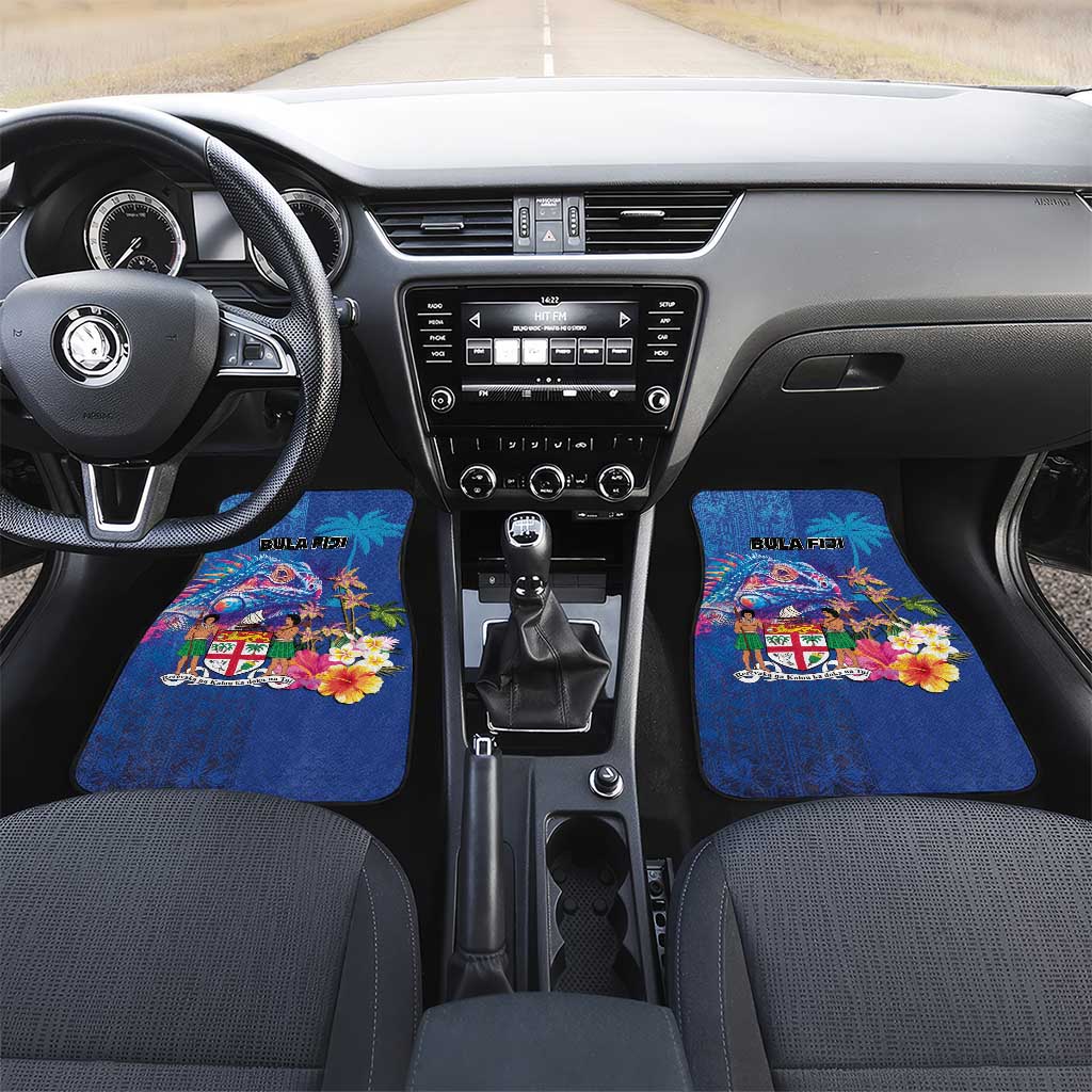 Fiji Bula Car Mats Tropical Plants with Palm Tree and Iguana Colorful