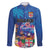 Fiji Bula Family Matching Off Shoulder Maxi Dress and Hawaiian Shirt Tropical Plants with Palm Tree and Iguana Colorful