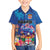 Fiji Bula Family Matching Off Shoulder Maxi Dress and Hawaiian Shirt Tropical Plants with Palm Tree and Iguana Colorful