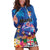 Fiji Bula Hoodie Dress Tropical Plants with Palm Tree and Iguana Colorful