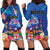 Fiji Bula Hoodie Dress Tropical Plants with Palm Tree and Iguana Colorful