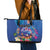 Fiji Bula Leather Tote Bag Tropical Plants with Palm Tree and Iguana Colorful