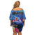 Fiji Bula Off Shoulder Short Dress Tropical Plants with Palm Tree and Iguana Colorful