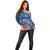 Fiji Bula Off Shoulder Sweater Tropical Plants with Palm Tree and Iguana Colorful