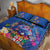 Fiji Bula Quilt Bed Set Tropical Plants with Palm Tree and Iguana Colorful