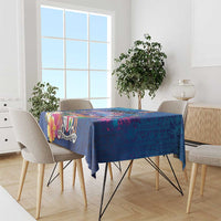 Fiji Bula Tablecloth Tropical Plants with Palm Tree and Iguana Colorful