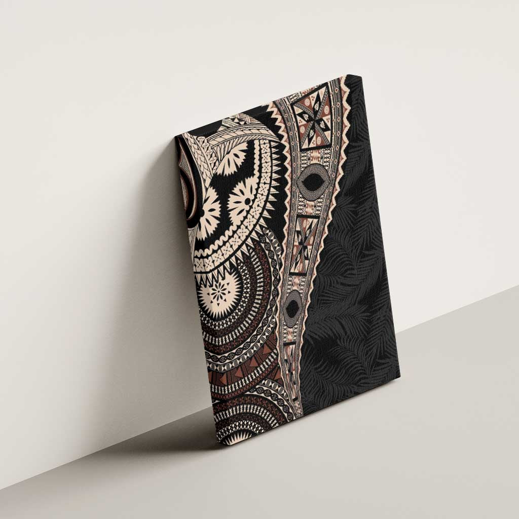 Fiji Traditional Masi Canvas Wall Art Tapa Art Palm Leaves Pattern