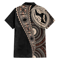 Fiji Traditional Masi Family Matching Long Sleeve Bodycon Dress and Hawaiian Shirt Tapa Art Palm Leaves Pattern LT03 - Polynesian Pride