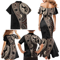 Fiji Traditional Masi Family Matching Mermaid Dress and Hawaiian Shirt Tapa Art Palm Leaves Pattern LT03 - Polynesian Pride