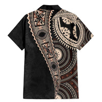 Fiji Traditional Masi Family Matching Mermaid Dress and Hawaiian Shirt Tapa Art Palm Leaves Pattern LT03 - Polynesian Pride