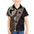 Fiji Traditional Masi Family Matching Off Shoulder Maxi Dress and Hawaiian Shirt Tapa Art Palm Leaves Pattern