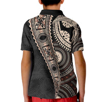 Fiji Traditional Masi Kid Polo Shirt Tapa Art Palm Leaves Pattern