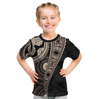 Fiji Traditional Masi Kid T Shirt Tapa Art Palm Leaves Pattern