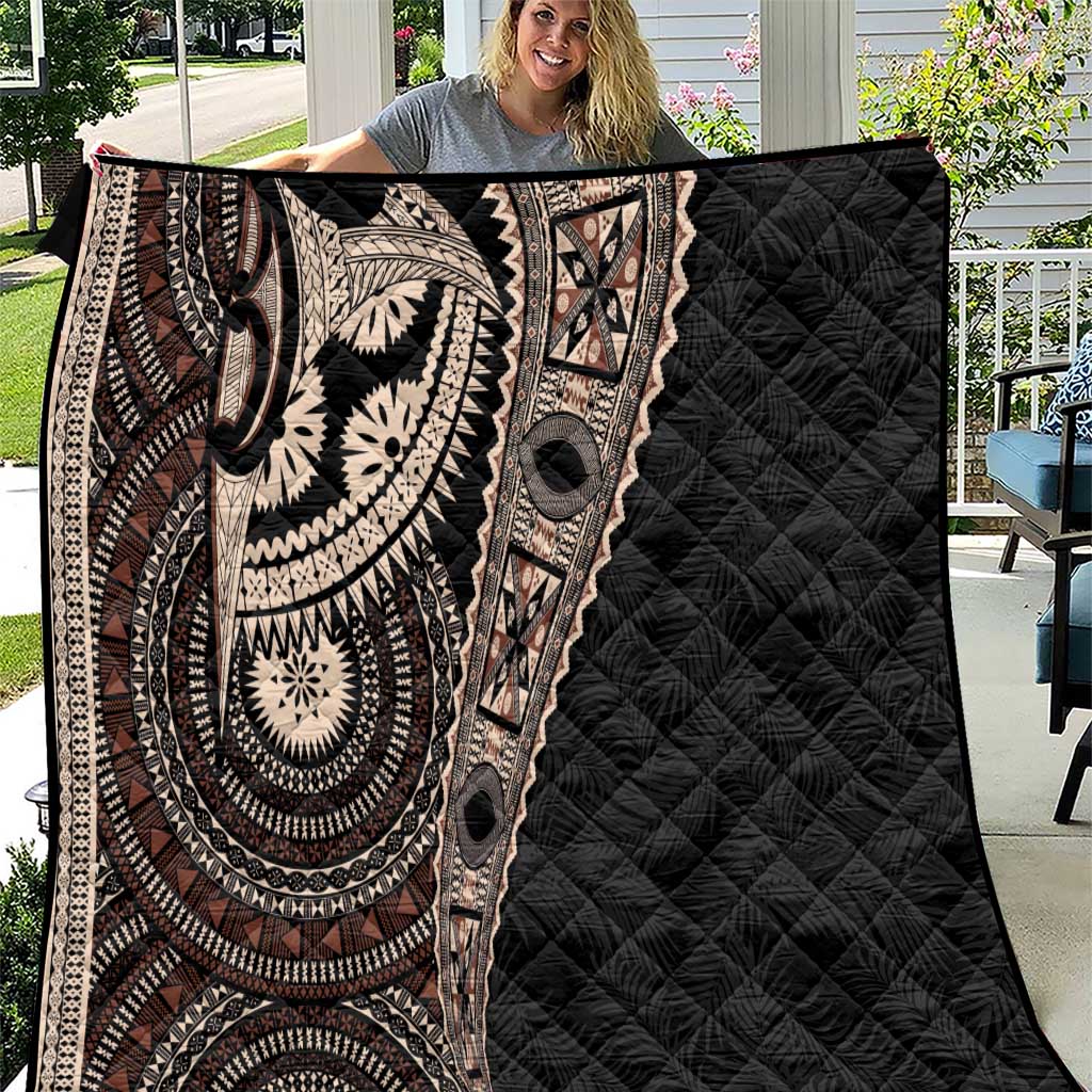 Fiji Traditional Masi Quilt Tapa Art Palm Leaves Pattern