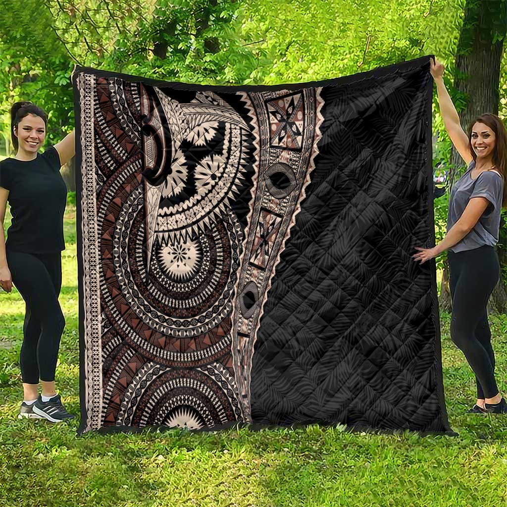 Fiji Traditional Masi Quilt Tapa Art Palm Leaves Pattern