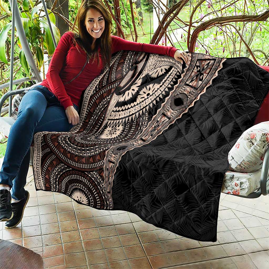 Fiji Traditional Masi Quilt Tapa Art Palm Leaves Pattern