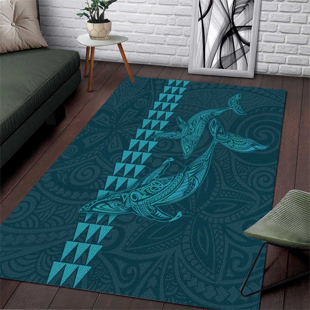Aloha Hawaii Whale Kakau and Polynesian Tattoo Area Rug Turquoise Color LT03 Turquoise - Polynesian Pride