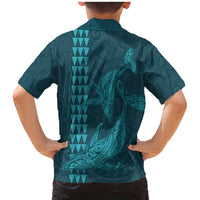 Aloha Hawaii Whale Kakau and Polynesian Tattoo Family Matching Mermaid Dress and Hawaiian Shirt Turquoise Color LT03 - Polynesian Pride