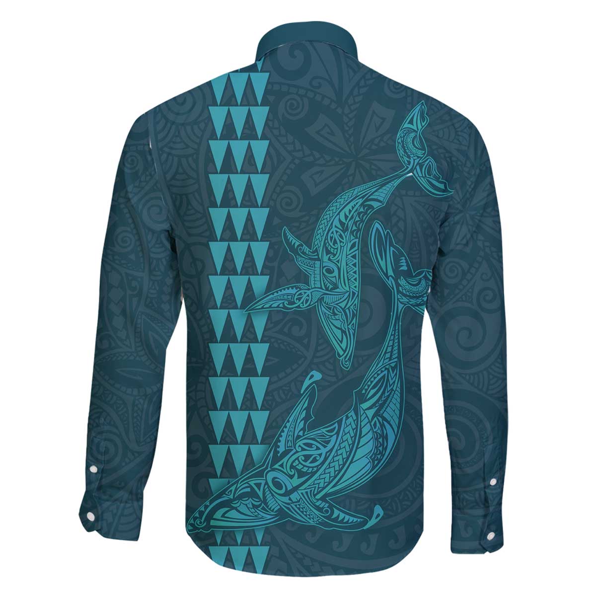 Aloha Hawaii Whale Kakau and Polynesian Tattoo Family Matching Off Shoulder Short Dress and Hawaiian Shirt Turquoise Color LT03 - Polynesian Pride