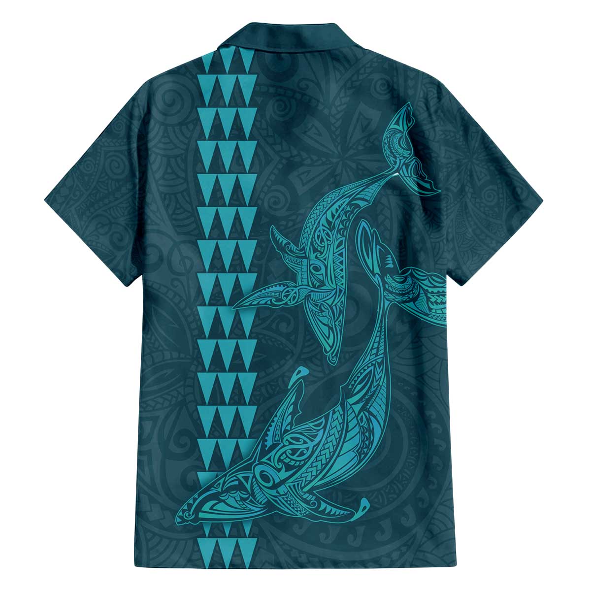 Aloha Hawaii Whale Kakau and Polynesian Tattoo Family Matching Puletasi and Hawaiian Shirt Turquoise Color LT03 - Polynesian Pride