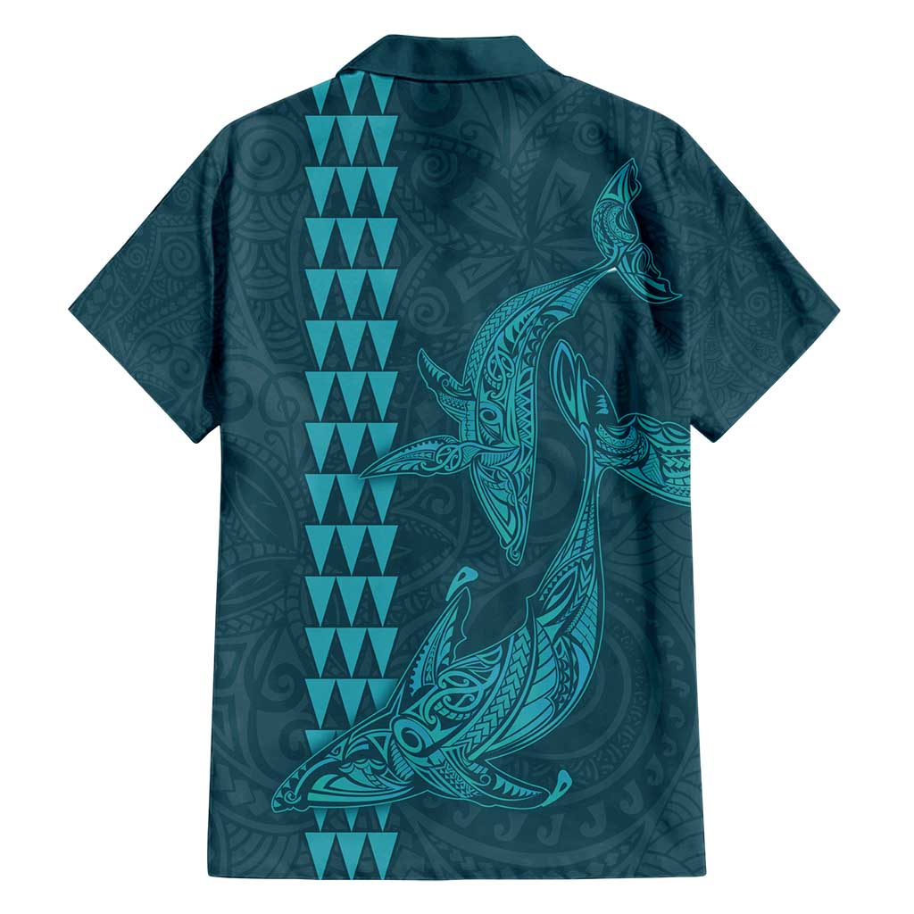 Aloha Hawaii Whale Kakau and Polynesian Tattoo Family Matching Summer Maxi Dress and Hawaiian Shirt Turquoise Color LT03 - Polynesian Pride