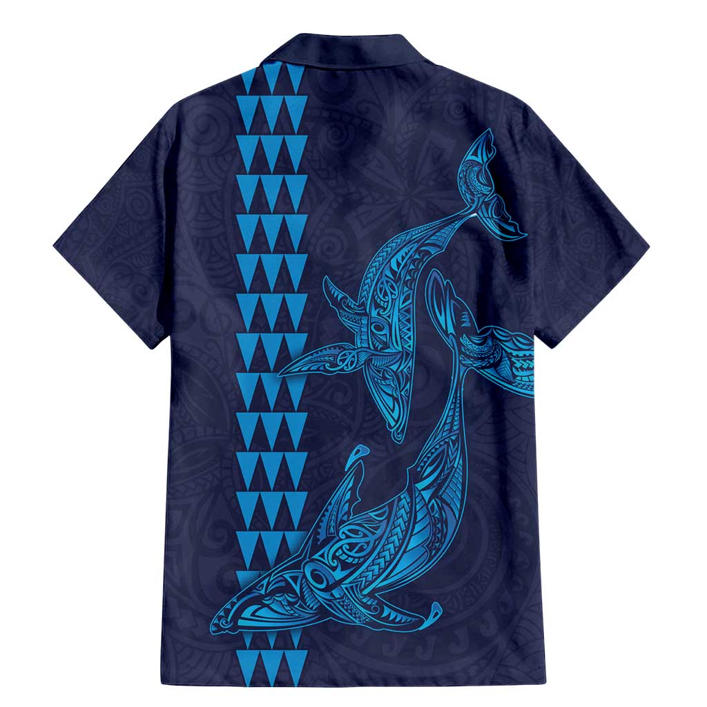 Aloha Hawaii Whale Kakau and Polynesian Tattoo Family Matching Mermaid Dress and Hawaiian Shirt Dark Navy Color LT03 - Polynesian Pride