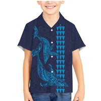 Aloha Hawaii Whale Kakau and Polynesian Tattoo Family Matching Mermaid Dress and Hawaiian Shirt Dark Navy Color LT03 Son's Shirt Dark Navy - Polynesian Pride