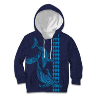 Aloha Hawaii Whale Kakau and Polynesian Tattoo Kid Hoodie Dark Navy Color LT03 Hoodie Dark Navy - Polynesian Pride