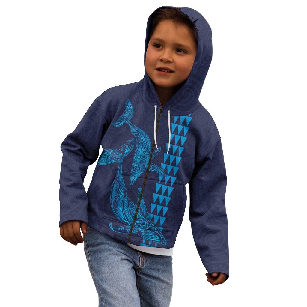 Aloha Hawaii Whale Kakau and Polynesian Tattoo Kid Hoodie Dark Navy Color LT03 - Polynesian Pride