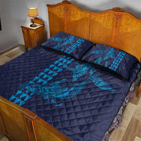 Aloha Hawaii Whale Kakau and Polynesian Tattoo Quilt Bed Set Dark Navy Color LT03 - Polynesian Pride