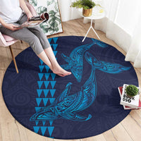 Aloha Hawaii Whale Kakau and Polynesian Tattoo Round Carpet Dark Navy Color LT03 - Polynesian Pride