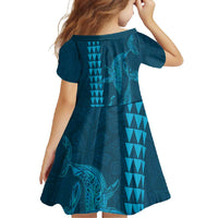 Aloha Hawaii Whale Kakau and Polynesian Tattoo Family Matching Long Sleeve Bodycon Dress and Hawaiian Shirt Light Blue Color LT03 - Polynesian Pride