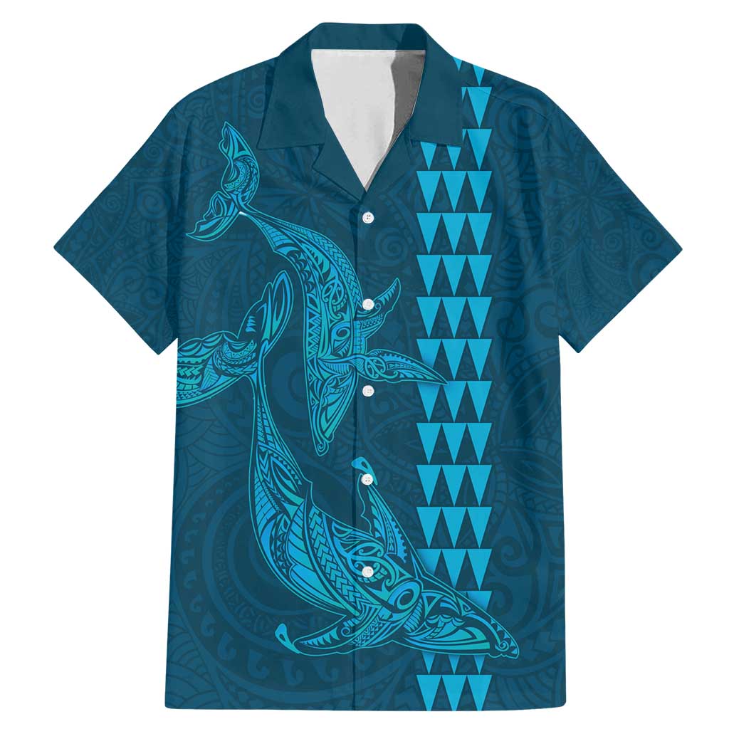 Aloha Hawaii Whale Kakau and Polynesian Tattoo Family Matching Mermaid Dress and Hawaiian Shirt Light Blue Color LT03 Dad's Shirt - Short Sleeve Light Blue - Polynesian Pride