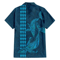 Aloha Hawaii Whale Kakau and Polynesian Tattoo Family Matching Off Shoulder Maxi Dress and Hawaiian Shirt Light Blue Color LT03 - Polynesian Pride