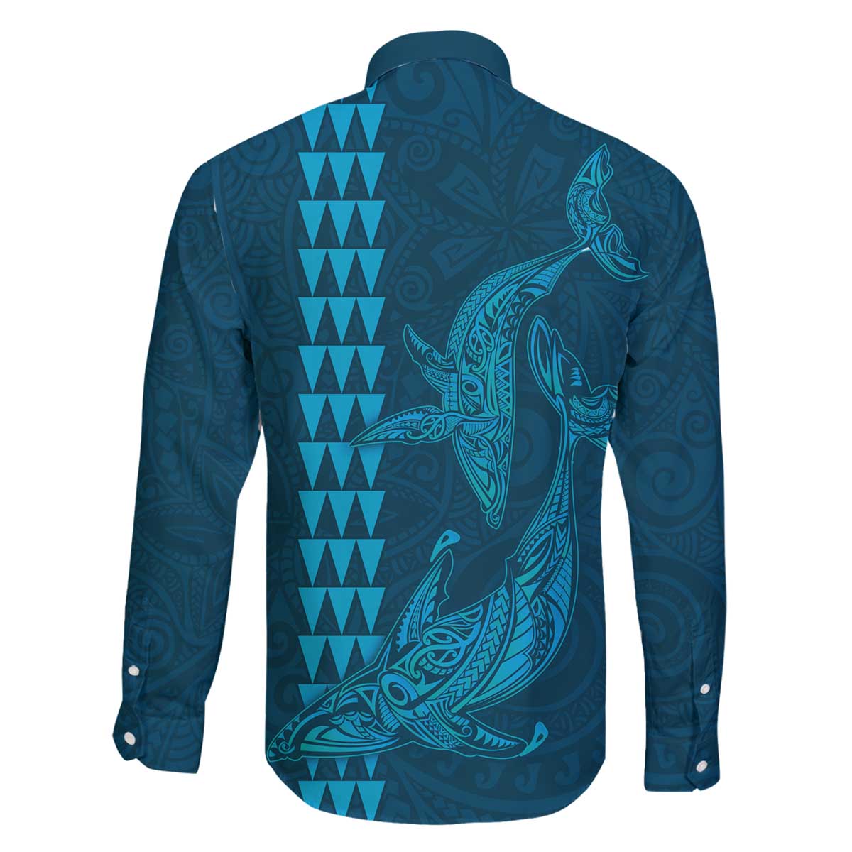 Aloha Hawaii Whale Kakau and Polynesian Tattoo Family Matching Off Shoulder Short Dress and Hawaiian Shirt Light Blue Color LT03 - Polynesian Pride