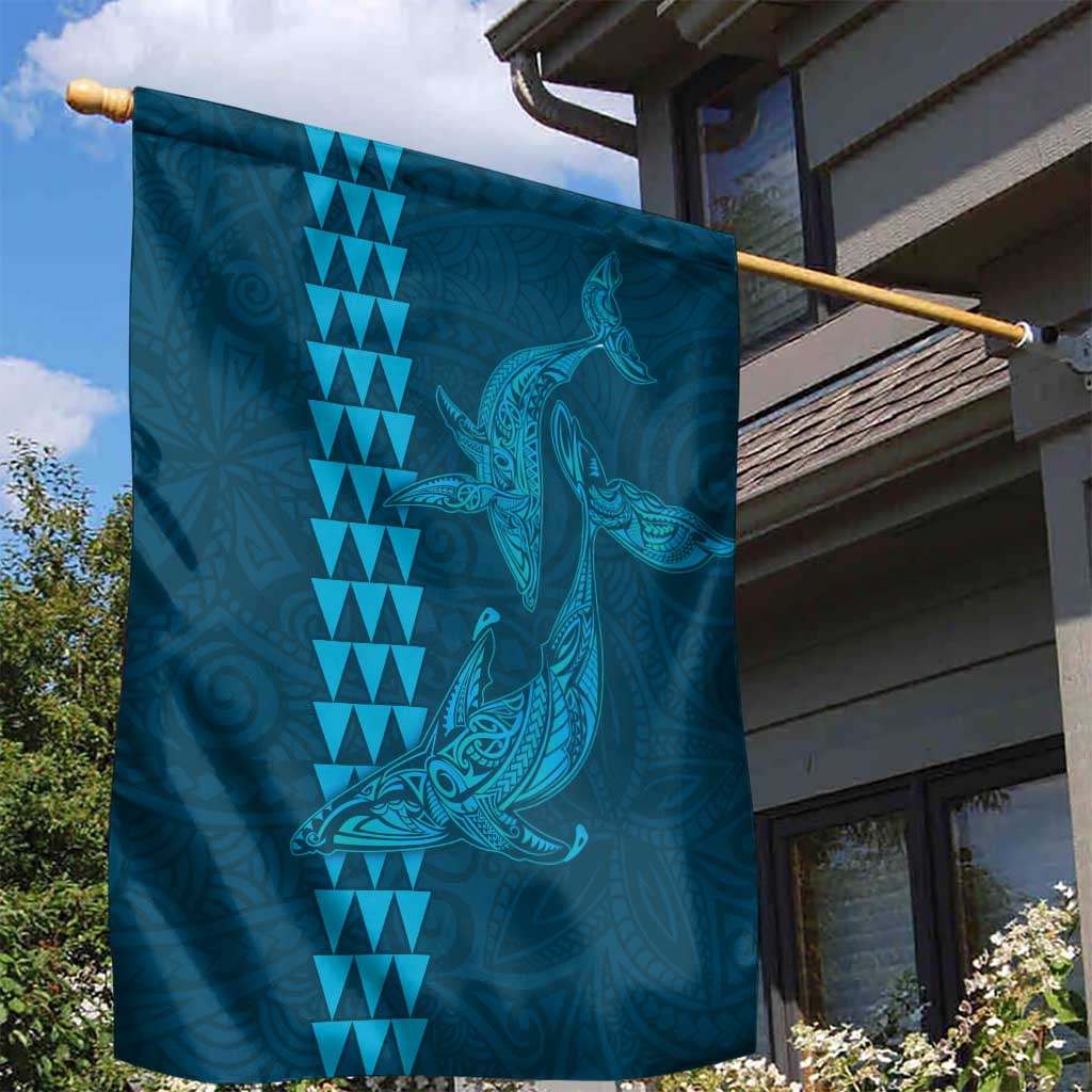 Aloha Hawaii Whale Kakau and Polynesian Tattoo Garden Flag Light Blue Color LT03 - Polynesian Pride