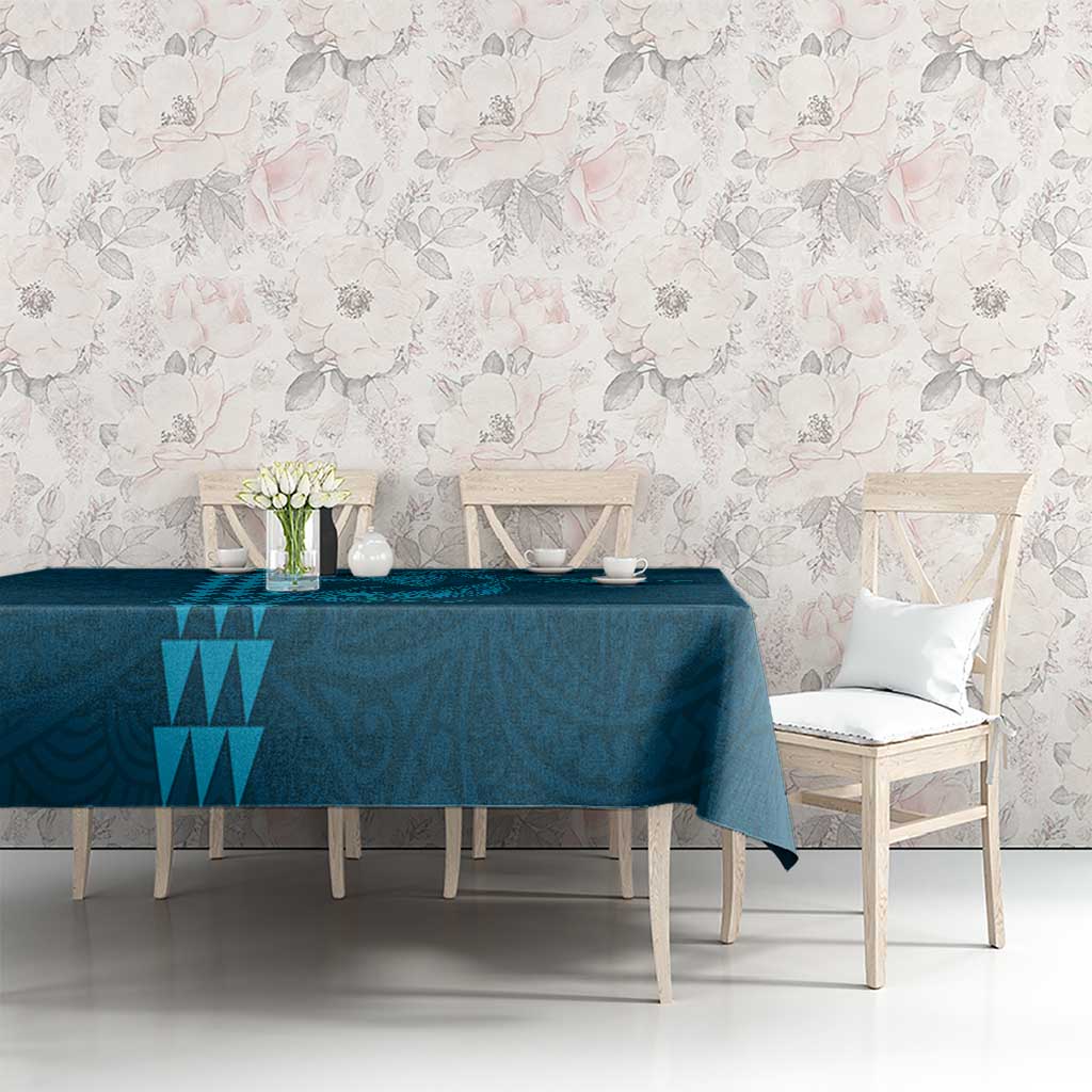Aloha Hawaii Whale Kakau and Polynesian Tattoo Tablecloth Light Blue Color