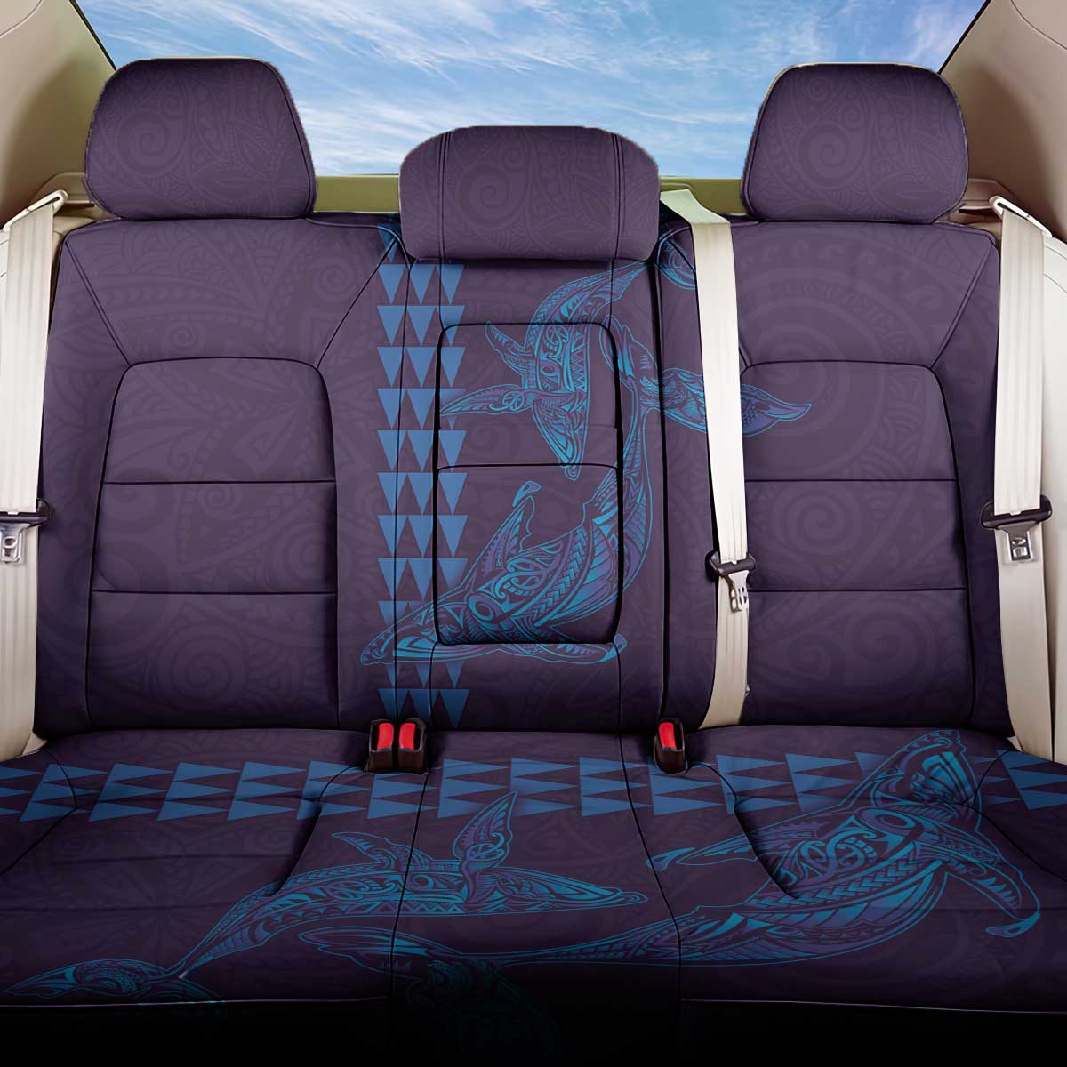Aloha Hawaii Whale Kakau and Polynesian Tattoo Back Car Seat Cover Purple Color LT03 One Size Purple - Polynesian Pride