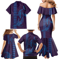 Aloha Hawaii Whale Kakau and Polynesian Tattoo Family Matching Mermaid Dress and Hawaiian Shirt Purple Color LT03 - Polynesian Pride