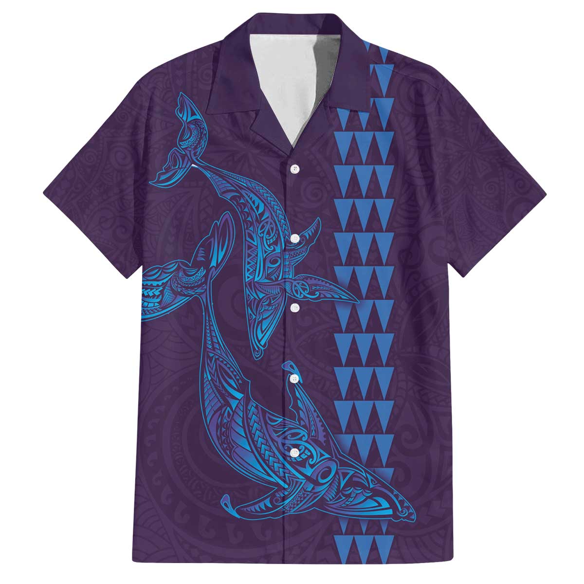 Aloha Hawaii Whale Kakau and Polynesian Tattoo Family Matching Off The Shoulder Long Sleeve Dress and Hawaiian Shirt Purple Color LT03 Dad's Shirt - Short Sleeve Purple - Polynesian Pride