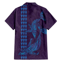 Aloha Hawaii Whale Kakau and Polynesian Tattoo Family Matching Off Shoulder Maxi Dress and Hawaiian Shirt Purple Color LT03 - Polynesian Pride