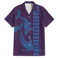 Aloha Hawaii Whale Kakau and Polynesian Tattoo Family Matching Short Sleeve Bodycon Dress and Hawaiian Shirt Purple Color LT03 Dad's Shirt - Short Sleeve Purple - Polynesian Pride