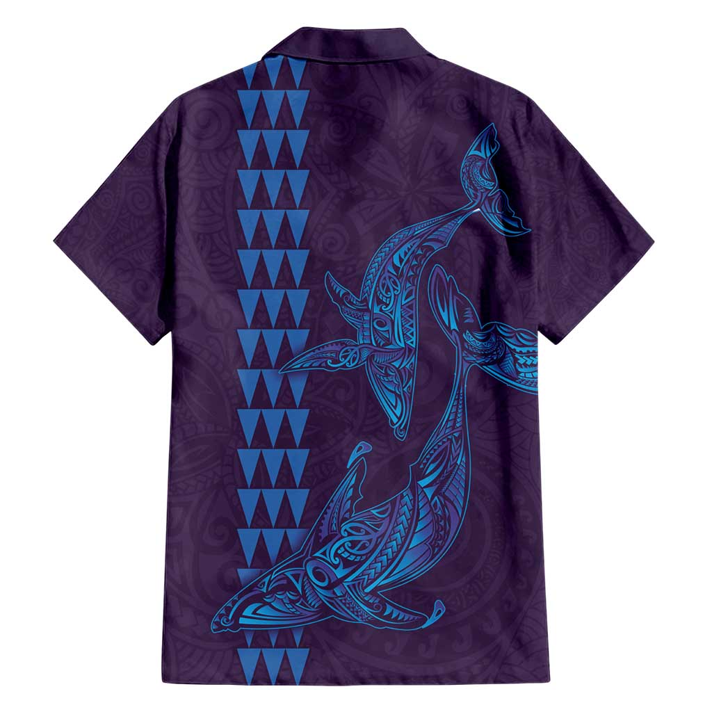 Aloha Hawaii Whale Kakau and Polynesian Tattoo Family Matching Short Sleeve Bodycon Dress and Hawaiian Shirt Purple Color LT03 - Polynesian Pride