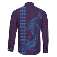 Aloha Hawaii Whale Kakau and Polynesian Tattoo Family Matching Short Sleeve Bodycon Dress and Hawaiian Shirt Purple Color LT03 - Polynesian Pride