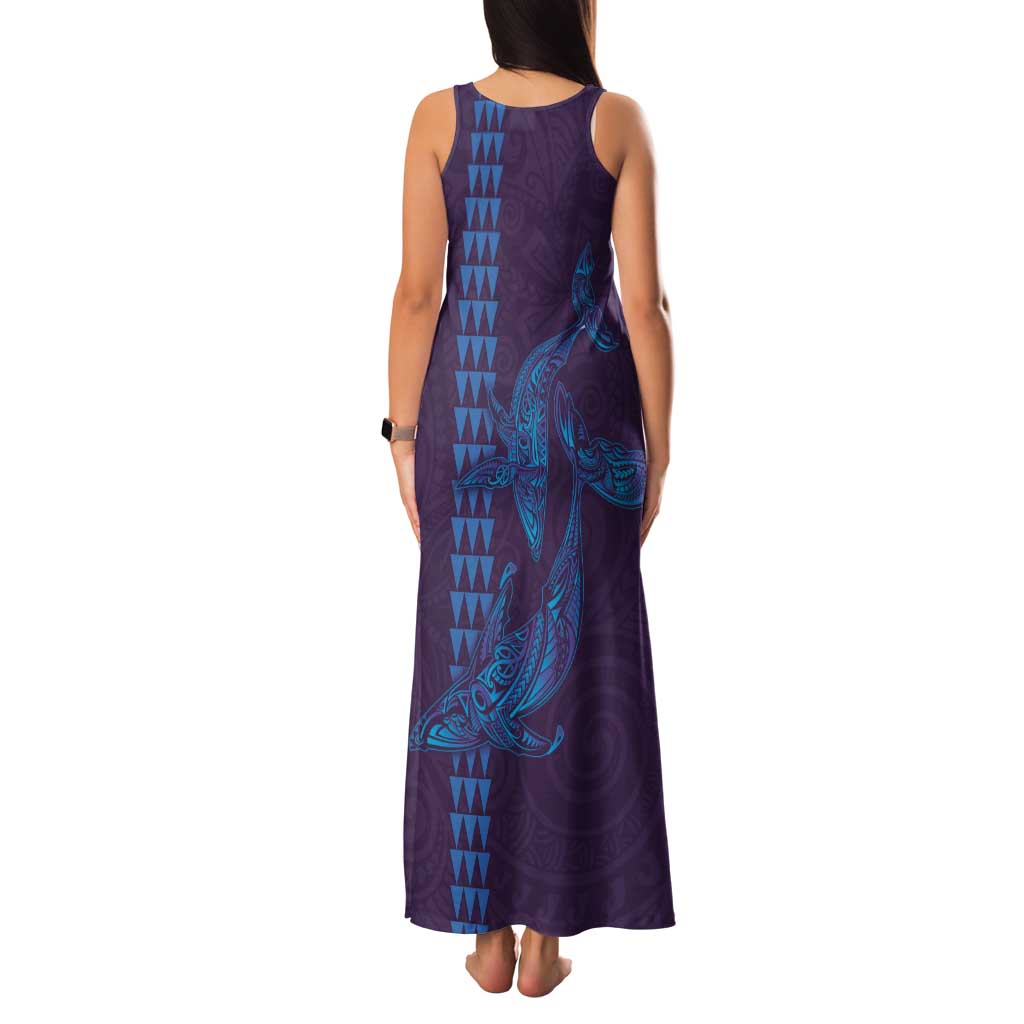 Aloha Hawaii Whale Kakau and Polynesian Tattoo Family Matching Tank Maxi Dress and Hawaiian Shirt Purple Color LT03 - Polynesian Pride