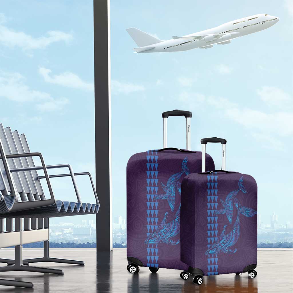 Aloha Hawaii Whale Kakau and Polynesian Tattoo Luggage Cover Purple Color