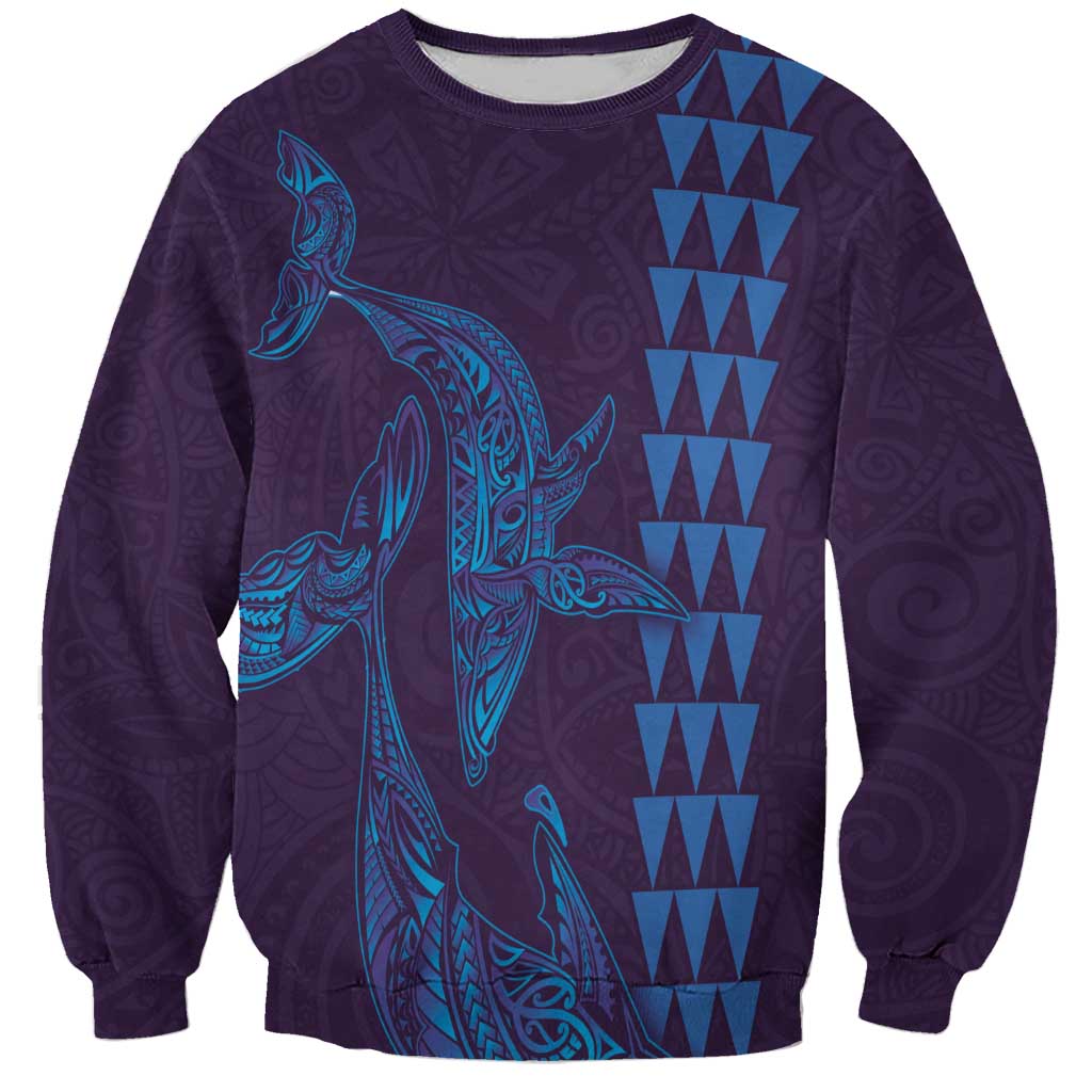 Aloha Hawaii Whale Kakau and Polynesian Tattoo Sweatshirt Purple Color LT03 Unisex Purple - Polynesian Pride