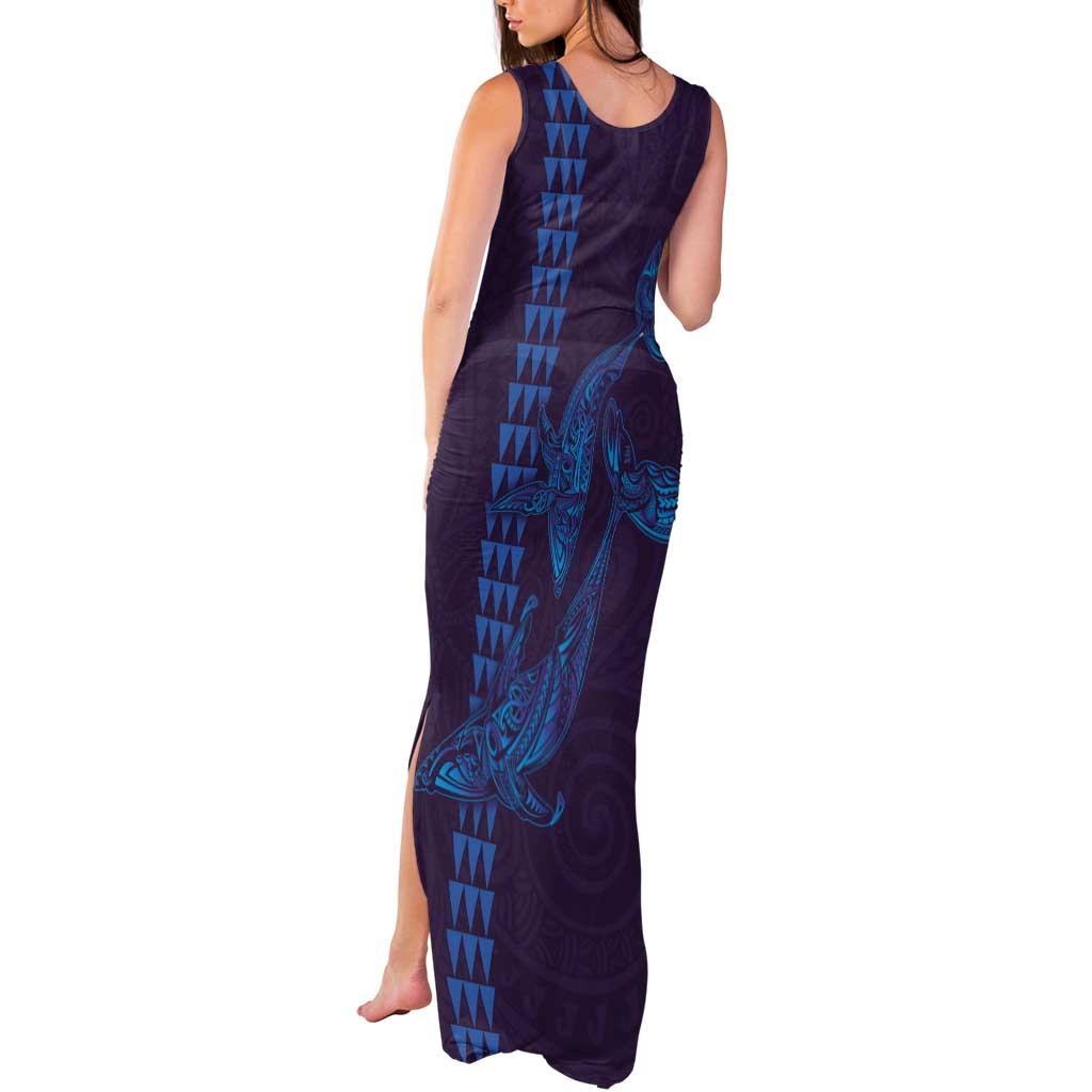 Aloha Hawaii Whale Kakau and Polynesian Tattoo Tank Maxi Dress Purple Color