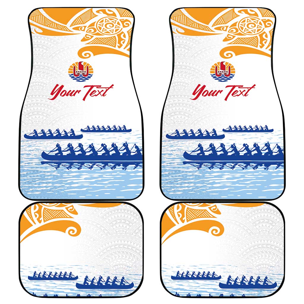 Personalised Hawaiki Nui Va'a French Polynesian Pattern Car Mats White Color